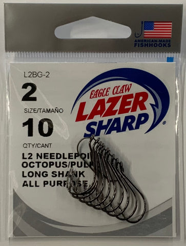 Octopus L2 Needlepoint Long Shank Hooks - Eagle Claw