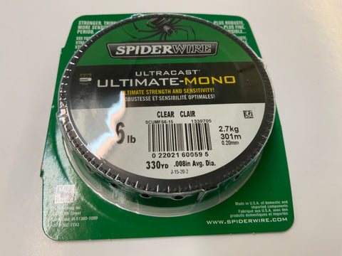 Spiderwire Ultimate Mono 6 lb - Clear 330 yds – The Crappie Store, Dresden  ON