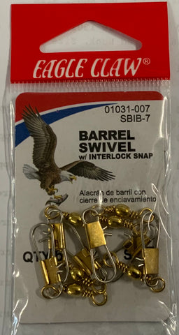 Eagle Claw Barrel Swivel w/ Interlock Snap Brass