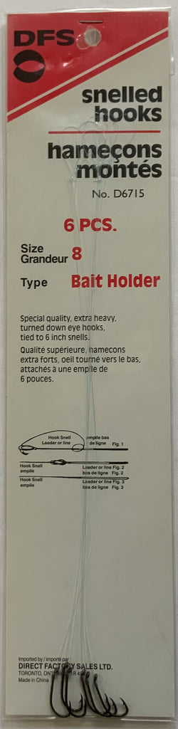  Baithholder Snelled Hooks - Size #14-24 Packs - Item